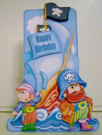 Happy Birthday Matey, Pirate Ship Shaped Card by Pam Stubley