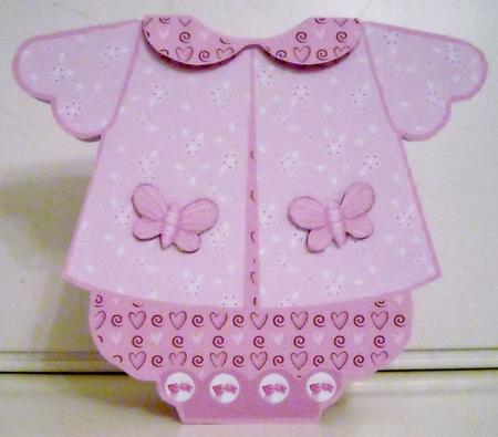 Pink Butterfly Romper Suit Card Kit by Pam Stubley