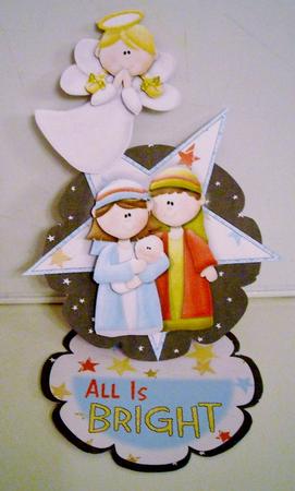 All is Bright - Nativity Flower Easel Card with Decoupage by Pam Stubley