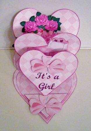 It's a Girl Triple Heart Easel Kit by Pam Stubley