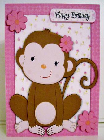 Cheeky Monkey with Pink Flower by Pam Stubley