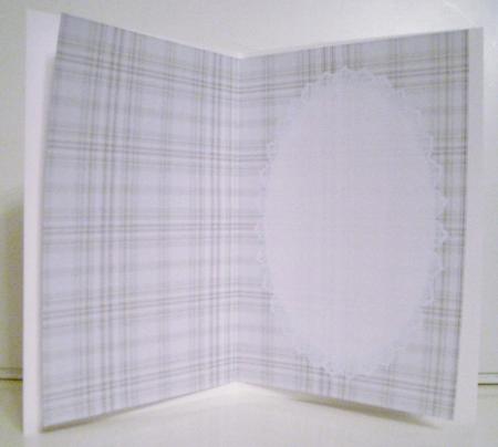 Christmas Cream-beige Tartan Insert, with White Lace by Pam Stubley