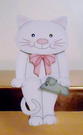 3D on the Shelf Card Kit - Little White Cat Bella by Pam Stubley