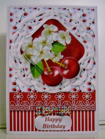 Cherry Blossom Time Framed Pyramid Card Front by Pam Stubley