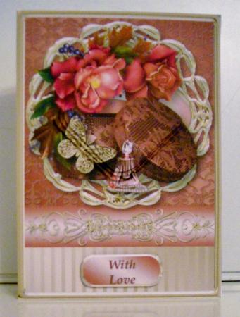 Gift and Roses Framed Pyramid Card Front by Pam Stubley