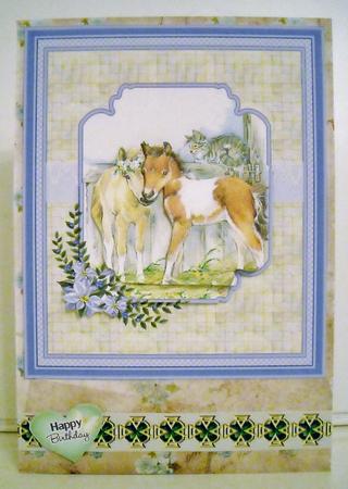 Two Foals and Kitten by Pam Stubley