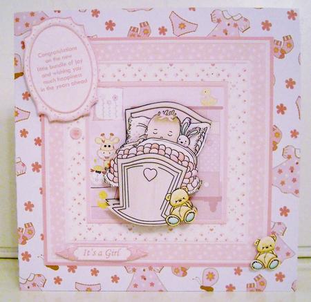 Cute Cradle New Baby Girl 8x8 Mini Kit & Decoupage by Pam Stubley