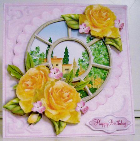 Stand Alone Easel Mini Kit Window View - Golden Summer Rose by Pam Stubley