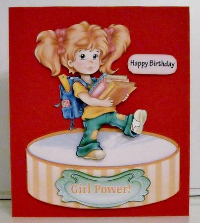 Study Girl - Shaped Card Topper with Decoupage by Pam Stubley