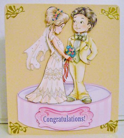 Bride & Groom - Shaped Card Topper with Decoupage by Pam Stubley