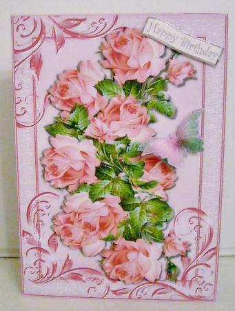 Beautiful Wild Pink Roses with Butterflies by Pam Stubley
