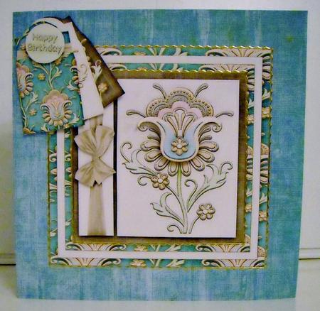 Cardtopper 7x7 with Inlet Soft Flower 223 by Pam Stubley