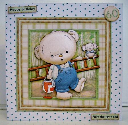 DIY Ted Paint the Town Red 8x8 Mini Kit & Decoupage by Pam Stubley
