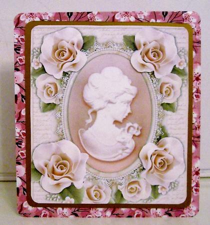 Beautiful Rose Cameo with Roses 8x8 by Pam Stubley