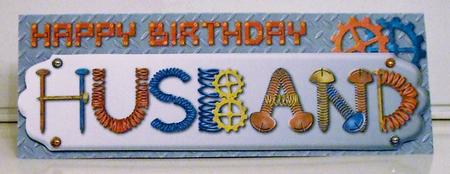 Gizmo Gears Happy Birthday Husband Large Dl by Pam Stubley