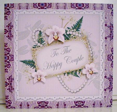 White Orchid Happy Couple Vintage 8in Decoupage Topper by Pam Stubley