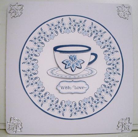 Delft Blue Teacup with Flowers by Pam Stubley