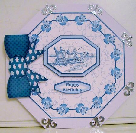 Delft Blue Cart and Horse with Flowers by Pam Stubley