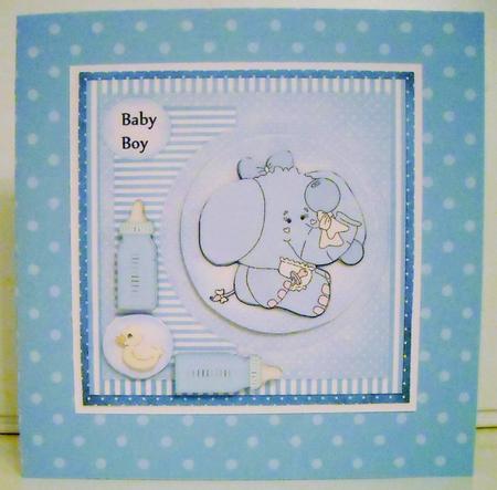 Cute Elephant New Baby Boy by Pam Stubley