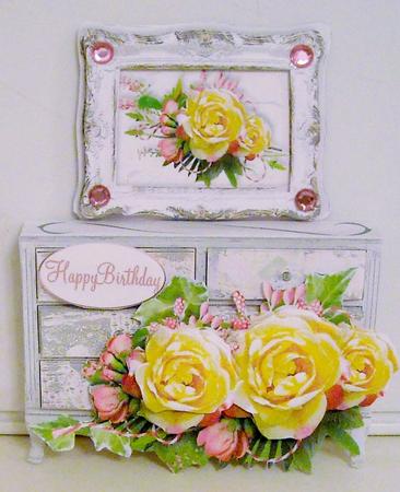 Flower Chest 3D Shelf Card Mini-kit - Sweet Rose by Pam Stubley