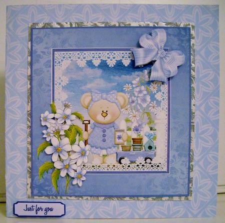 Katie in Her Garden. Decoupage Sheet with Flowers and Bows by Pam Stubley