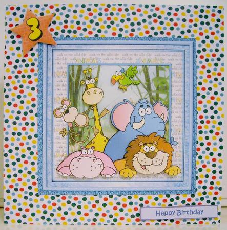 Jungle Animals Card with Decoupage by Pam Stubley
