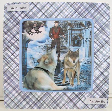 Moonlight Wolfscard Topper with Decoupage by Pam Stubley