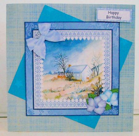 8x8 Country Cottage with Sentiments and Decoupage by Pam Stubley