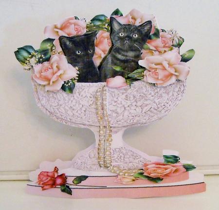 Black Cats and Silver Shaped Card Plus Gift Card by Pam Stubley