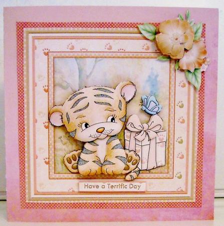 Little Tiger & Butterfly with Optional Flowers 8x8 Mini Kit by Pam Stubley