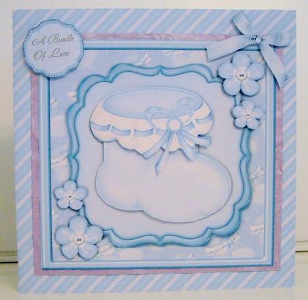 Beautiful Blue Baby Bootie with Flowers 8x8 Mini Kit by Pam Stubley