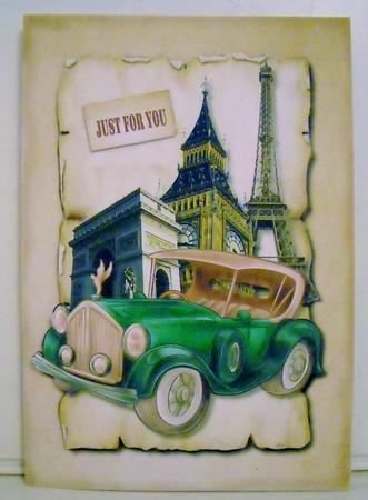 Male Card Vintage Car by Pam Stubley