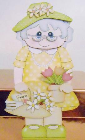 3D on the Shelf Card Kit - Gardening Old Lady Agnes by Pam Stubley