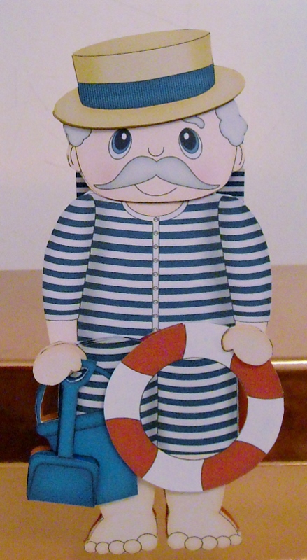 3D on the Shelf Card Kit - Old Man Edwardian Bather Hector by Pam Stubley