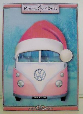 Vw Camper Van Merry Christmas - Pink by Pam Stubley