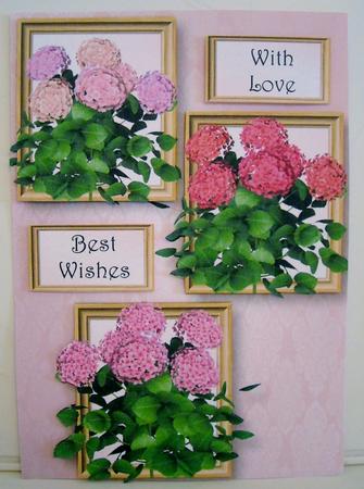 Hydrangeas in Pink Frame Trio by Pam Stubley