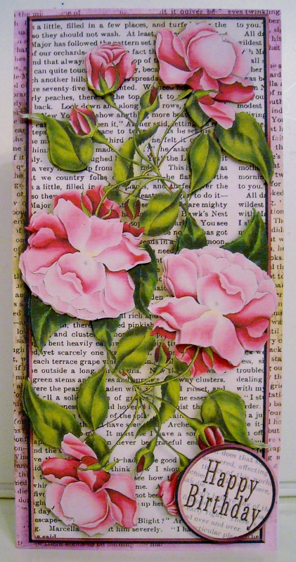 Dl Card with Inlet 255 All About Flowers Red by Pam Stubley