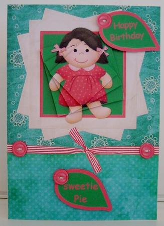 Sweetie Pie Twisted Pyramid Card Front by Pam Stubley