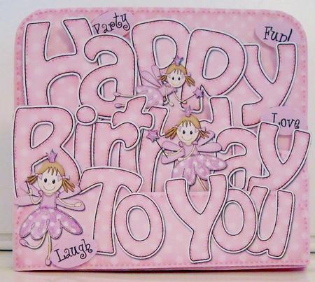 3D Birthday Fairies Pop Out Word Card by Pam Stubley