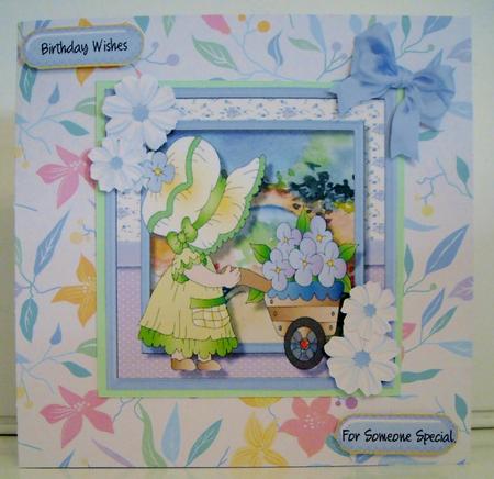 8x8 Mini Kit Bonnet Girl with Her Wheelbarrow by Pam Stubley