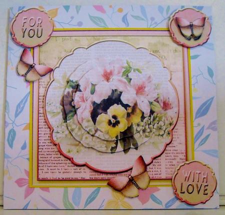 Cardtopper with Inlet All About Flowers Pink 267 by Pam Stubley