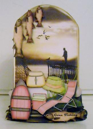 Mini Kit Globe Gone Fishing 2 Male Card by Pam Stubley
