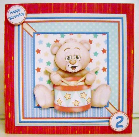 Bear's First Drum 8x8 Mini Kit Decoupage & Ages by Pam Stubley