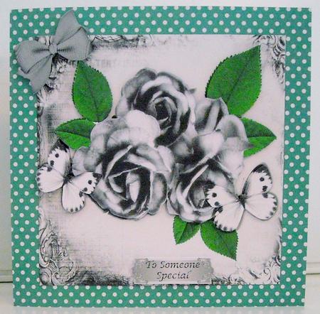 Beautiful Silver Roses with White Butterflies 8x8 Mini Kit by Pam Stubley