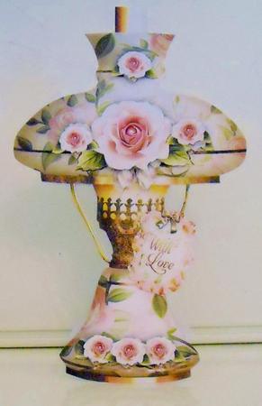 Vintage Porcelain Lamp with Rose Roses by Pam Stubley