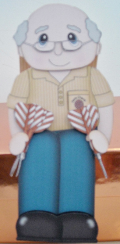 3D on the Shelf Card Kit - Old Man Darts Player Colin by Pam Stubley