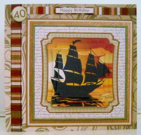Ship Silhouette in the Sunset 8x8 Pyramage Mini Kit by Pam Stubley