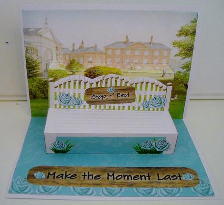Teal Roses Make Moment Last 3D Pop-up Bench Mini Kit by Pam Stubley
