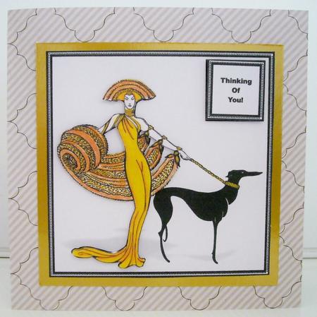 Art Deco Walking the Dog (2) - 7.5" x 7.5" Card Topper by Pam Stubley
