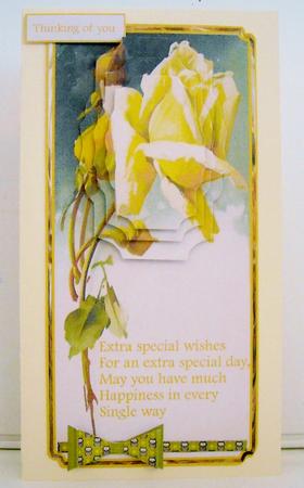 A Yellow Rose Dl Card with Pyramid Layers by Pam Stubley